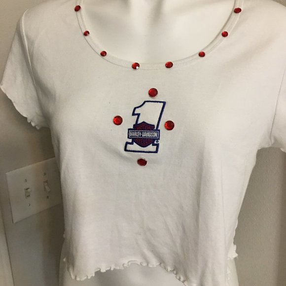 Harley Davidson Embellished Crop Top #1 Medium NWT Har1 - Picture 1 of 5